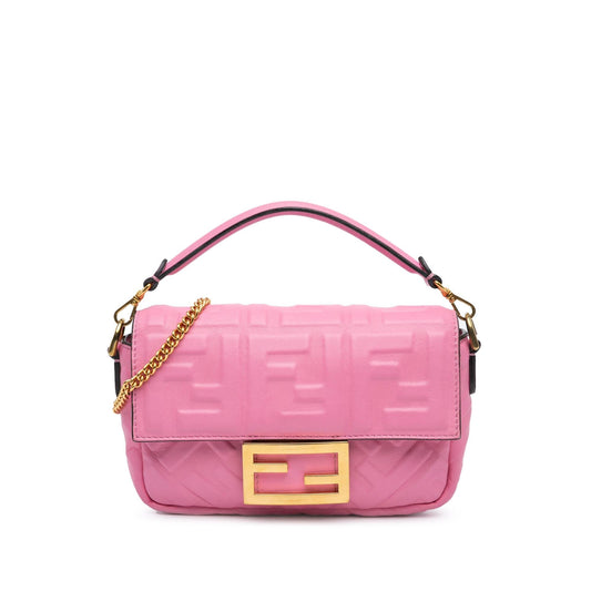 Fendi Mini Zucca Embossed Baguette Satchel