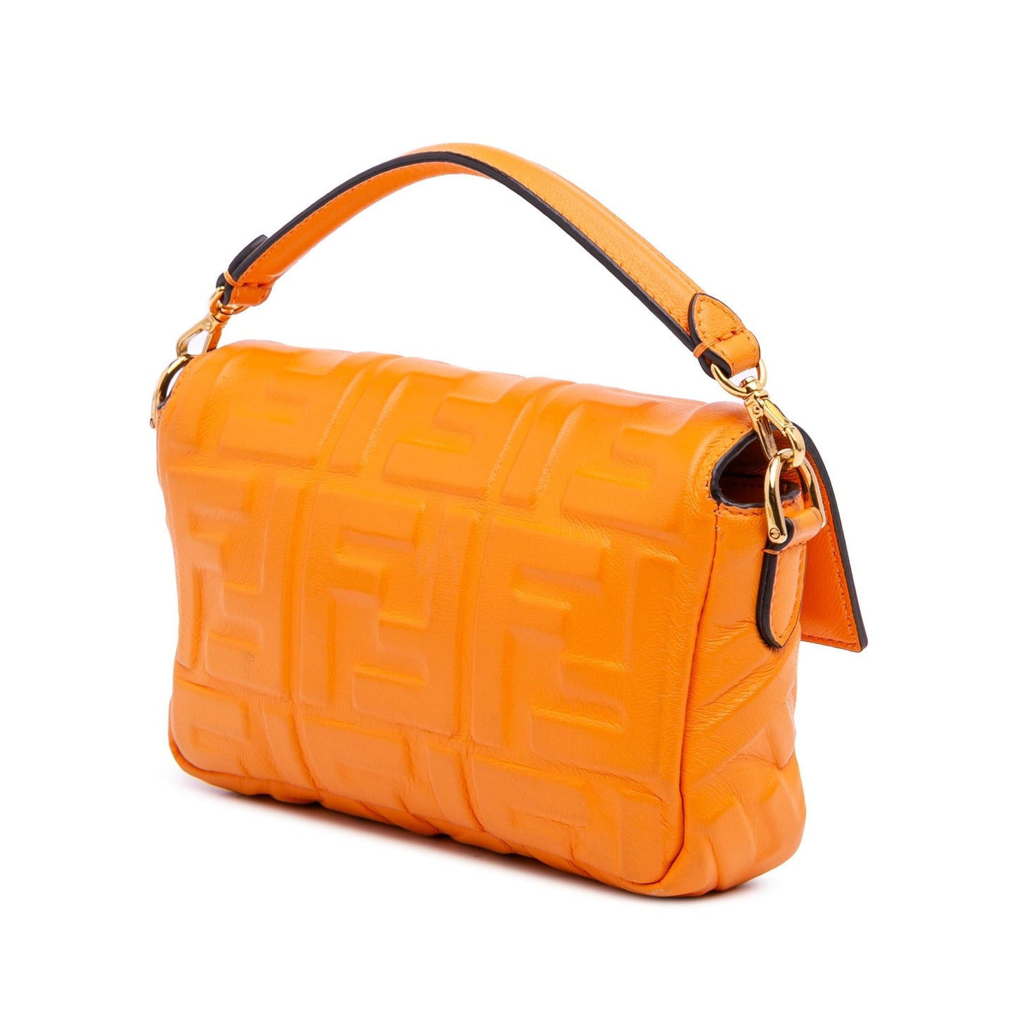 Fendi Mini Zucca Embossed Leather Baguette Satchel