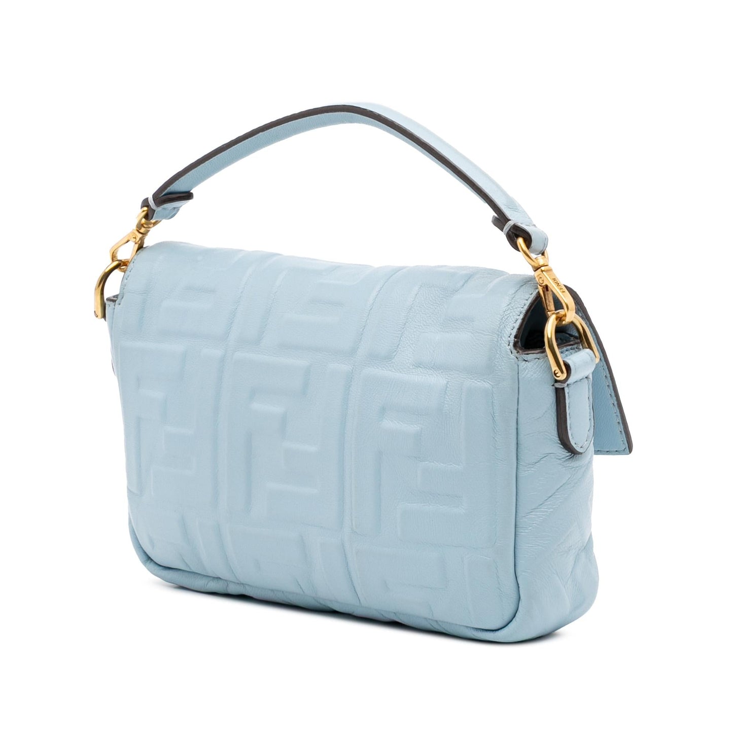 Fendi Mini Zucca Embossed Leather Baguette Satchel