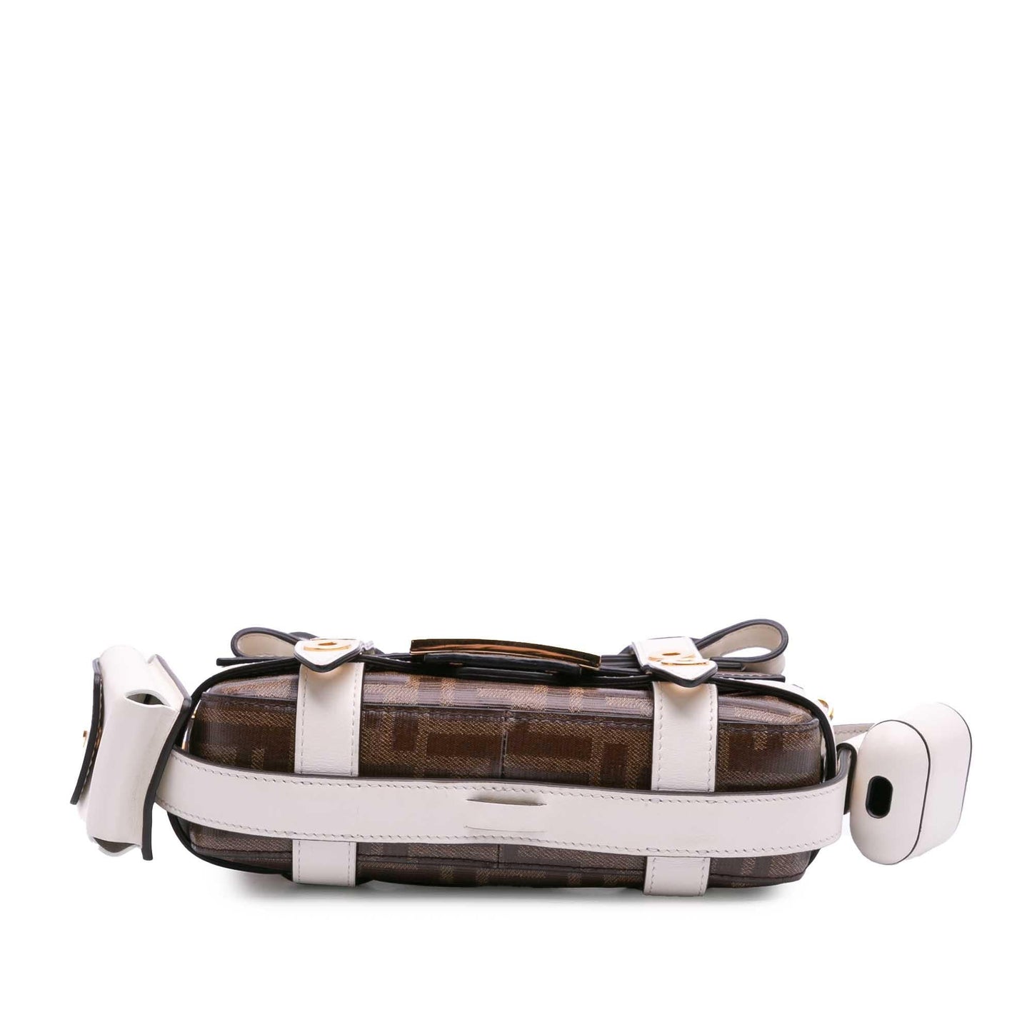 Fendi Zucca Embroidered Canvas Baguette Satchel