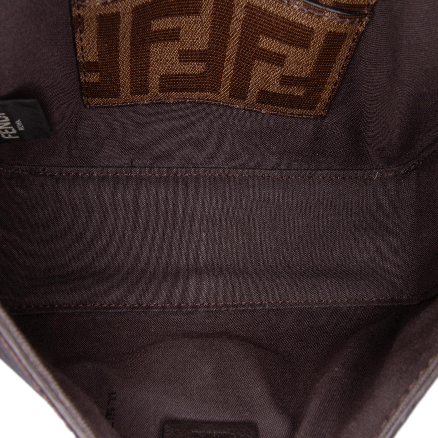 Fendi Zucca Embroidered Canvas Baguette Satchel
