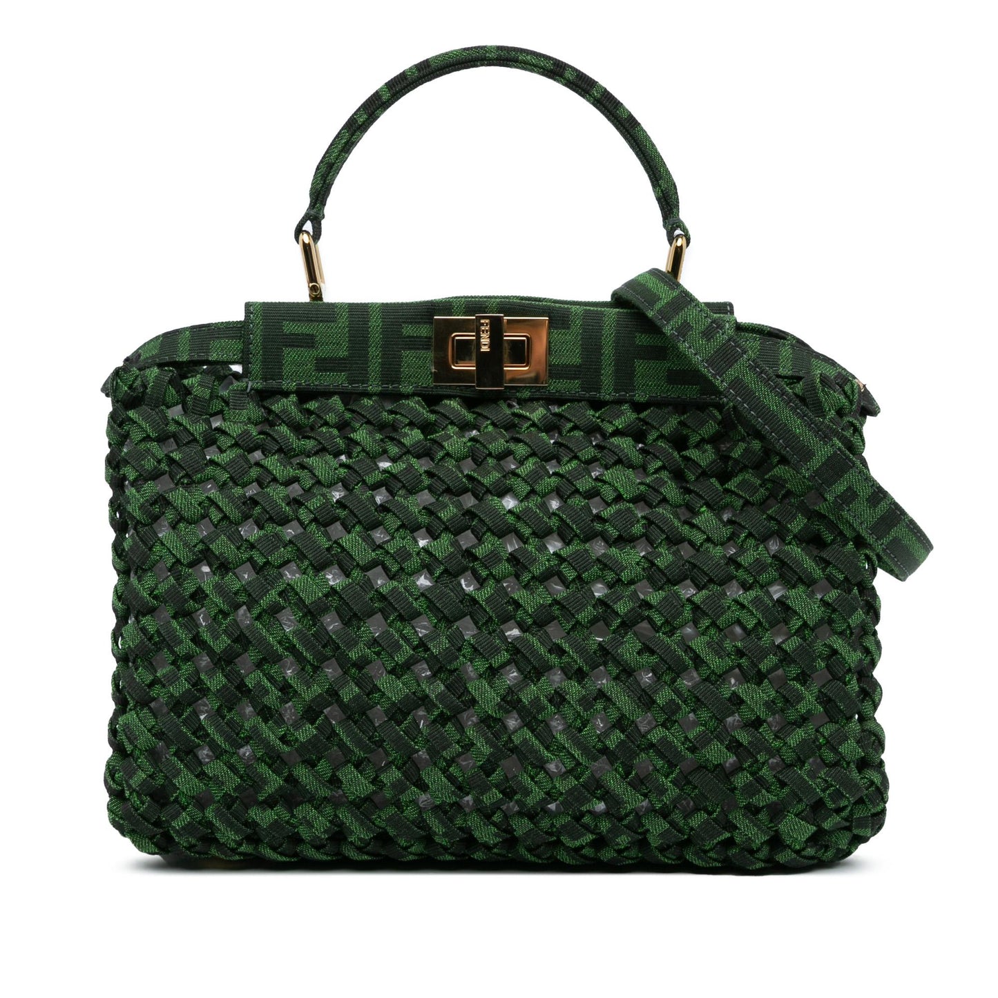 Fendi Mini Zucca Interlaced Canvas Iconic Peekaboo Satchel (SHG-HNjiei)