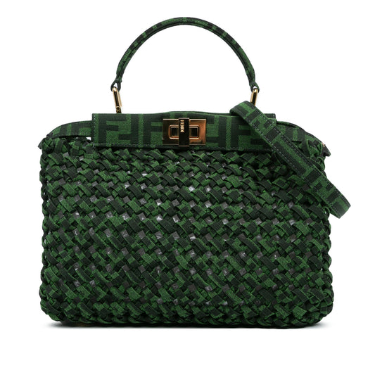 Fendi Mini Zucca Interlaced Canvas Iconic Peekaboo Satchel (SHG-HNjiei)