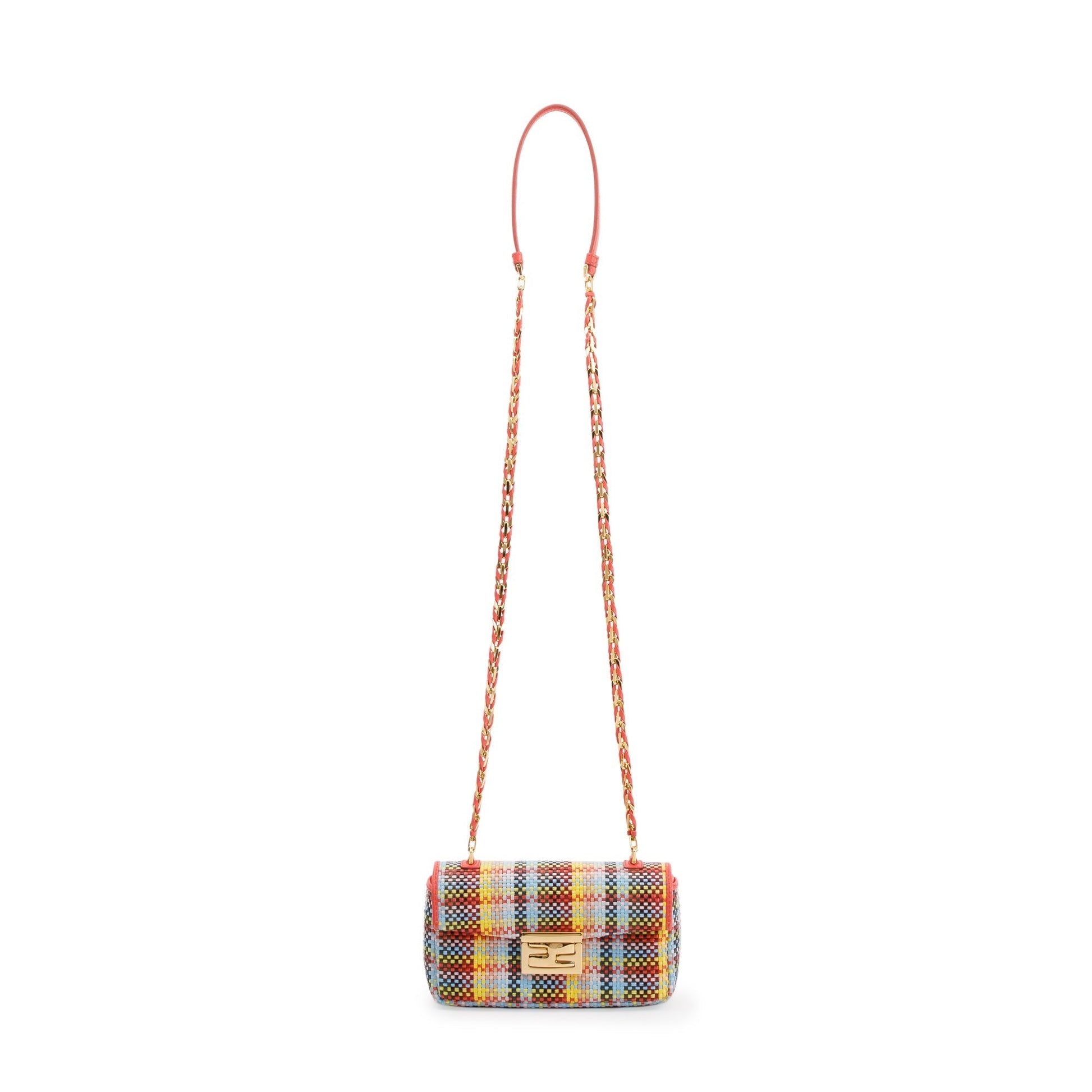 Fendi Multicolor Rosa Ecstacy Woven Nappa Intrecciato Mini Be Baguette Crossbody