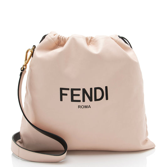 Fendi Nappa Leather Drawstring Medium Shoulder Bag
