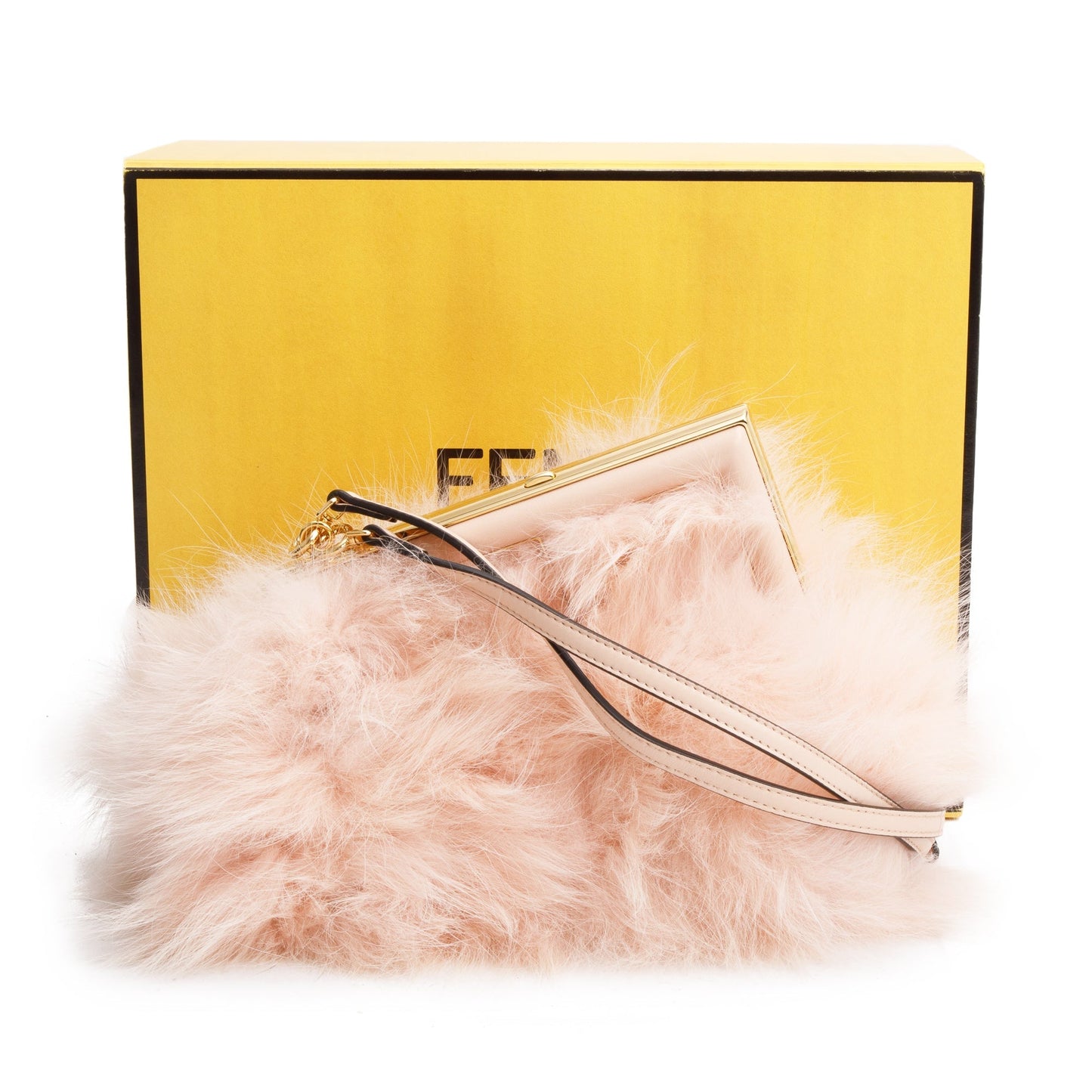 Fendi Pink Nappa Leather Fox Fur Small Fendi First Bag