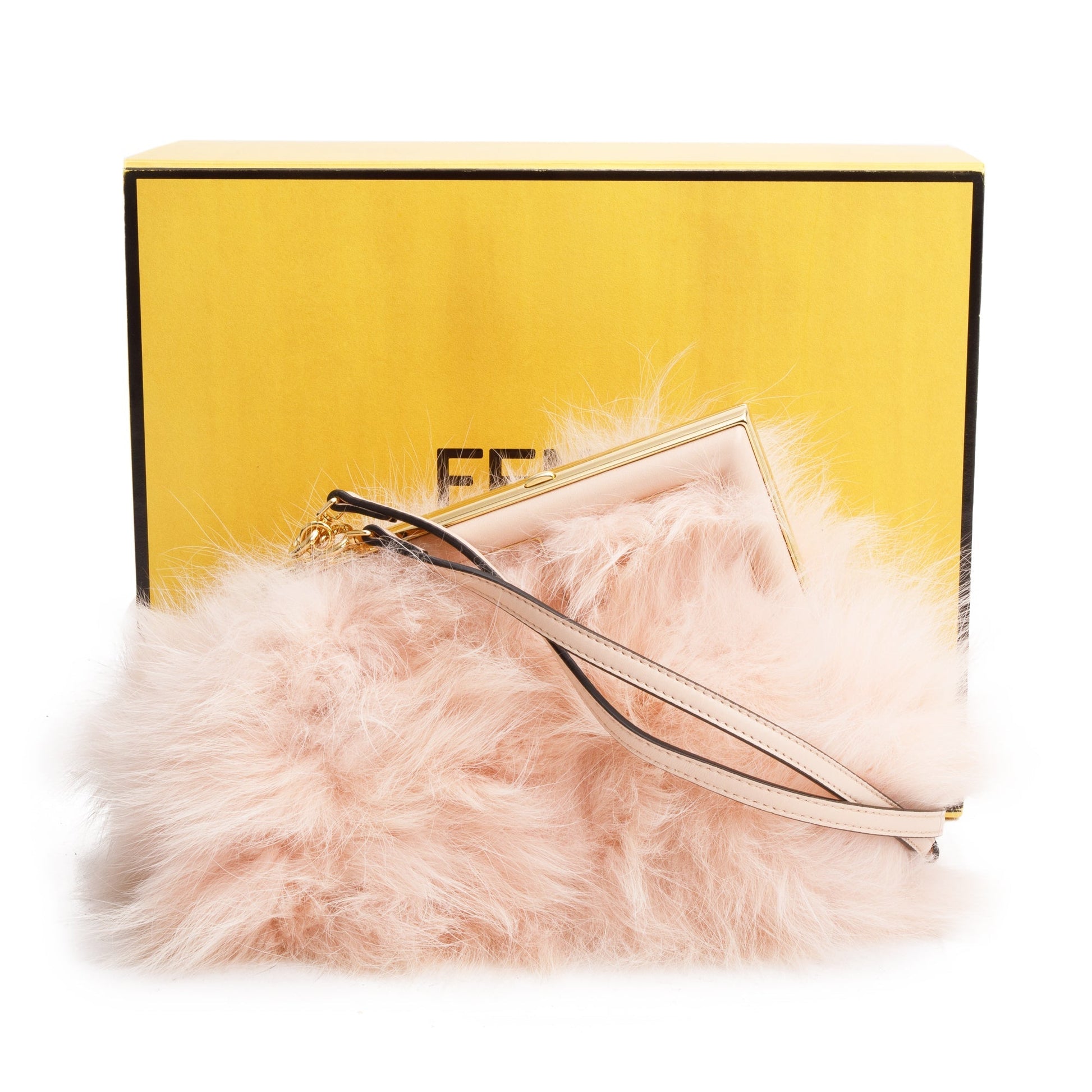 Fendi Pink Nappa Leather Fox Fur Small Fendi First Bag