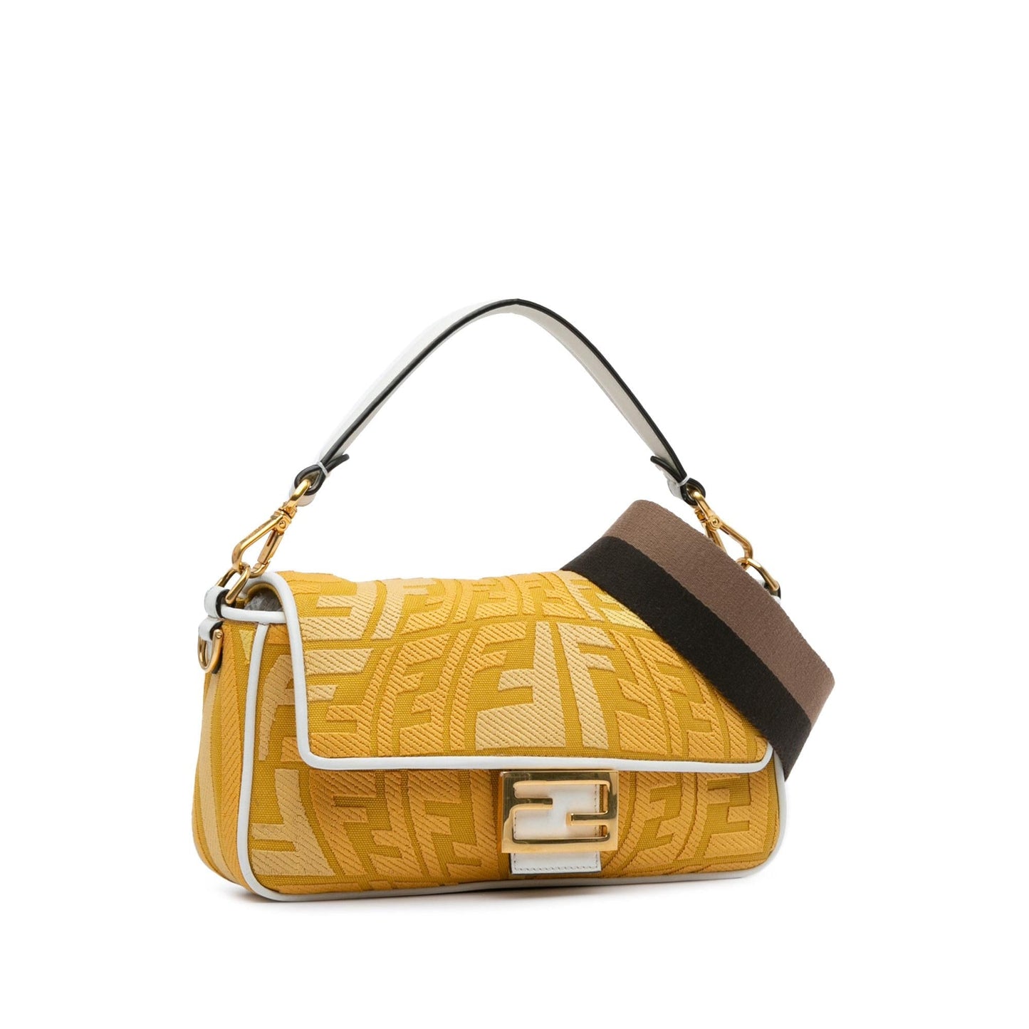 Fendi Sarah Coleman FF Canvas Fisheye Baguette Satchel (SHG-aug0AB)