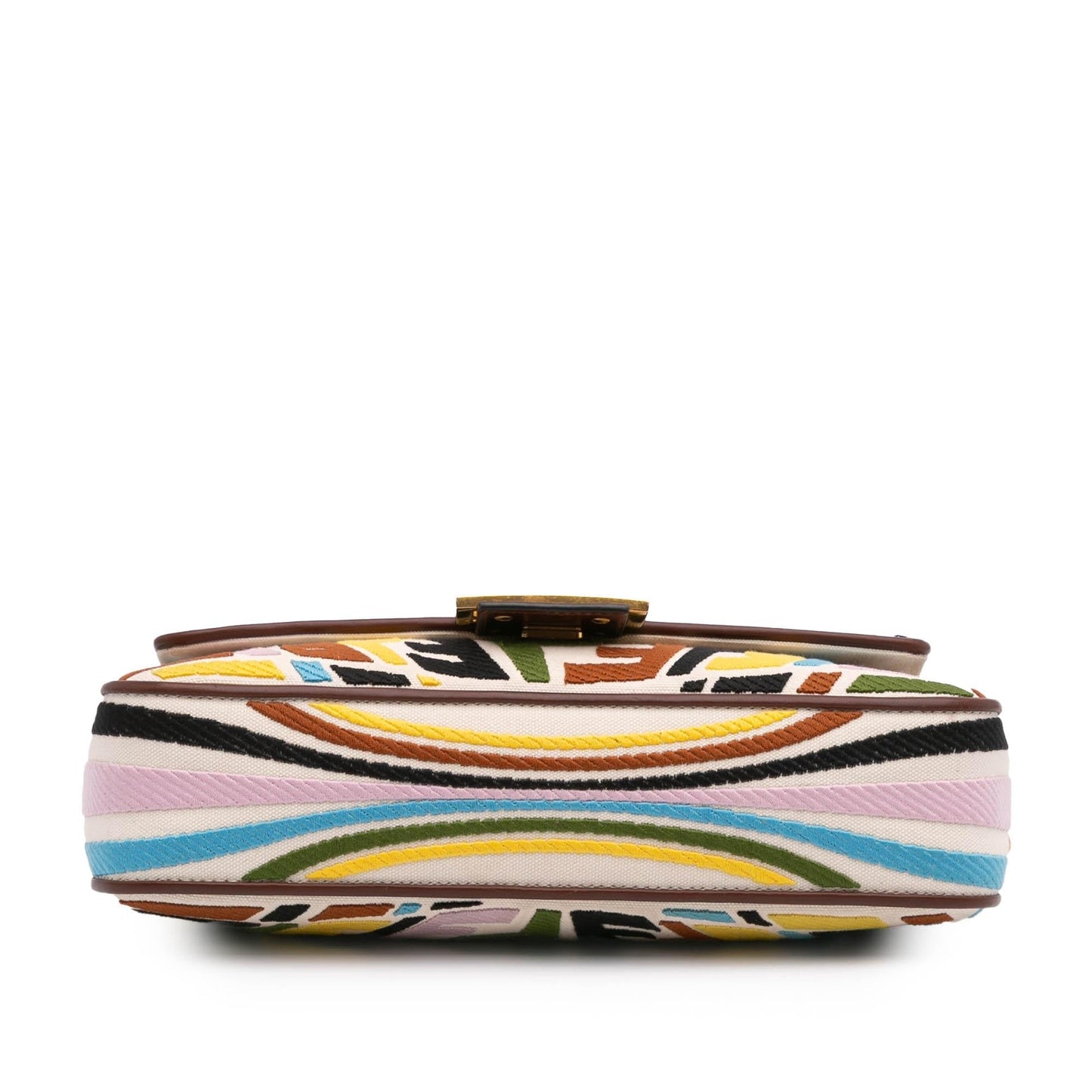 Fendi Sarah Coleman Zucca Embroidered Canvas Fish Eye Vertigo Baguette Satchel