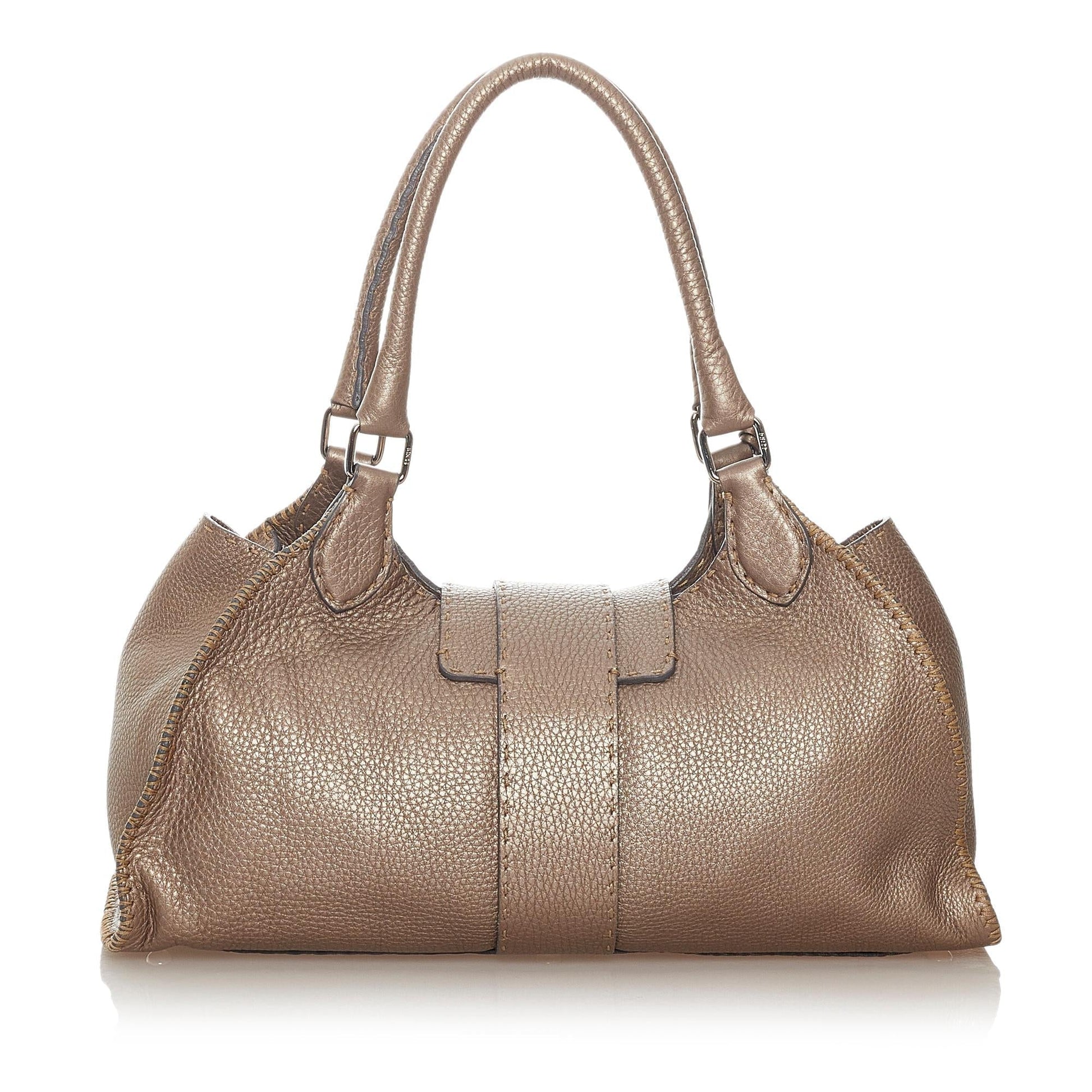 Fendi Selleria Sporty Leather Shoulder Bag