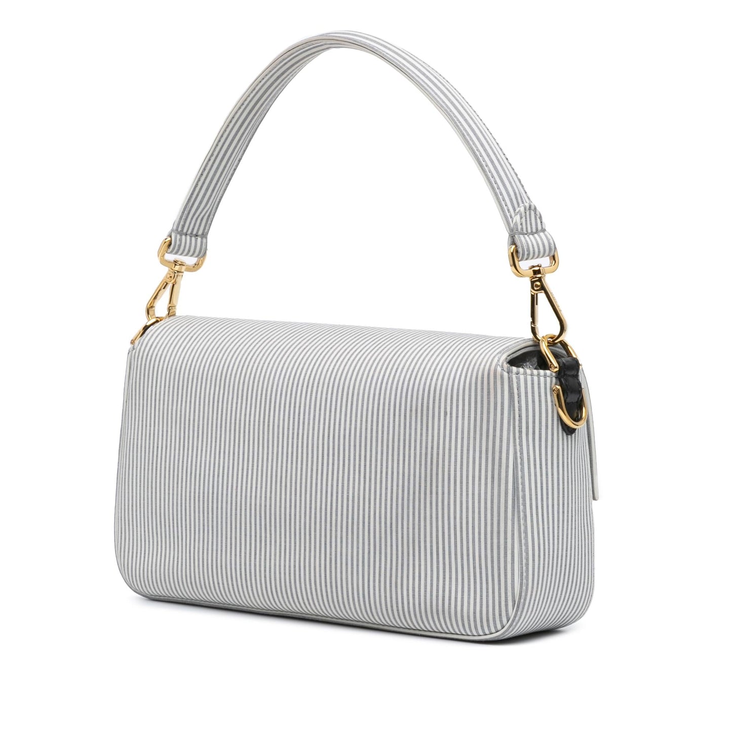 Fendi Zucca Embossed Stitched Leather Baguette Satchel
