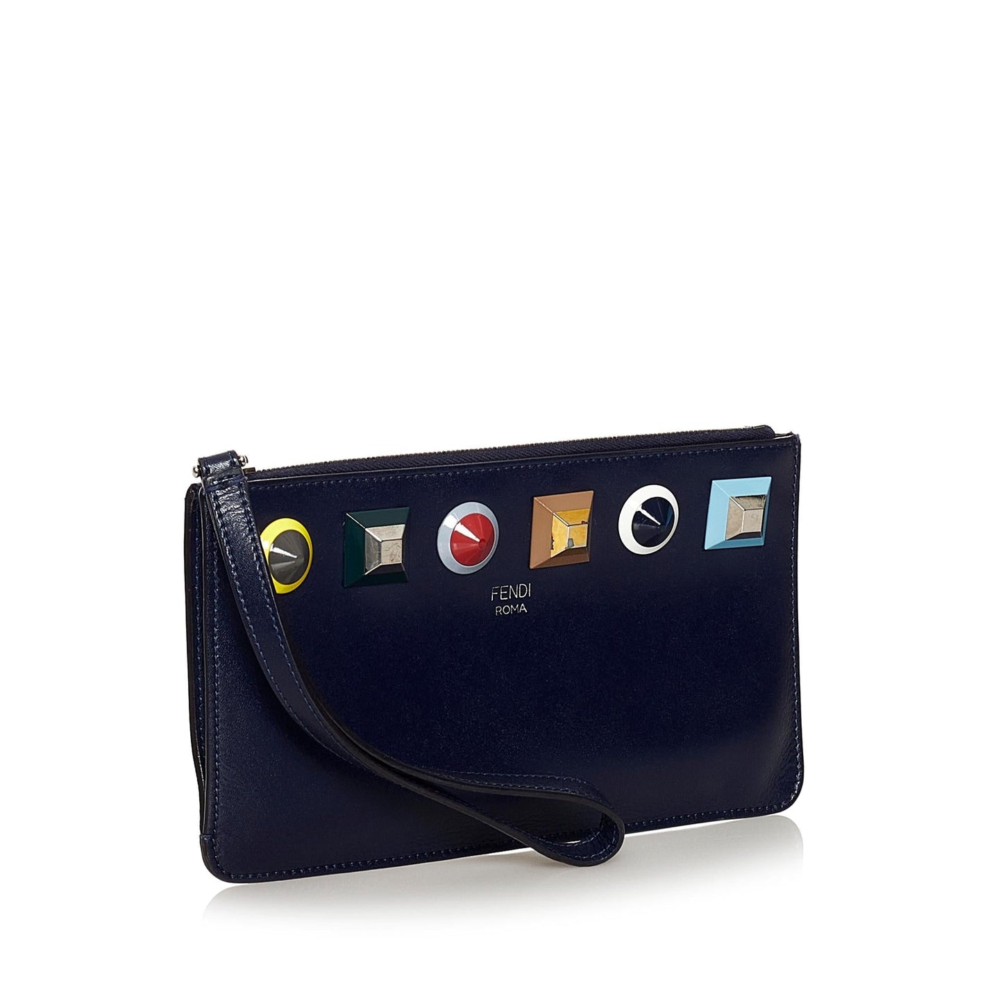 Fendi Studded Flat Leather Pouch