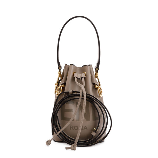Fendi Taupe Calskin Leather Mini Mon Tresor Bucket Bag