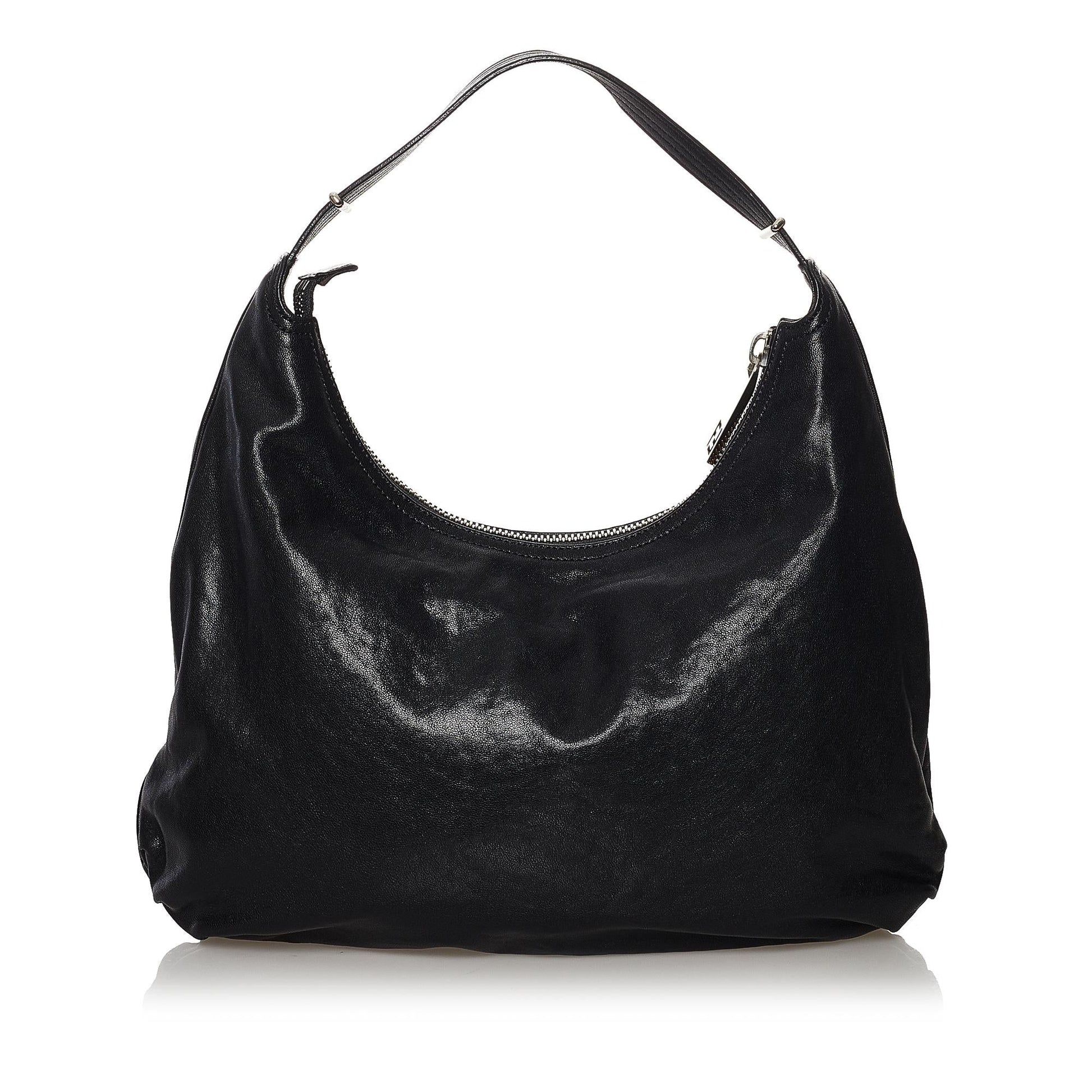 Fendi Unzipped Leather Hobo Bag