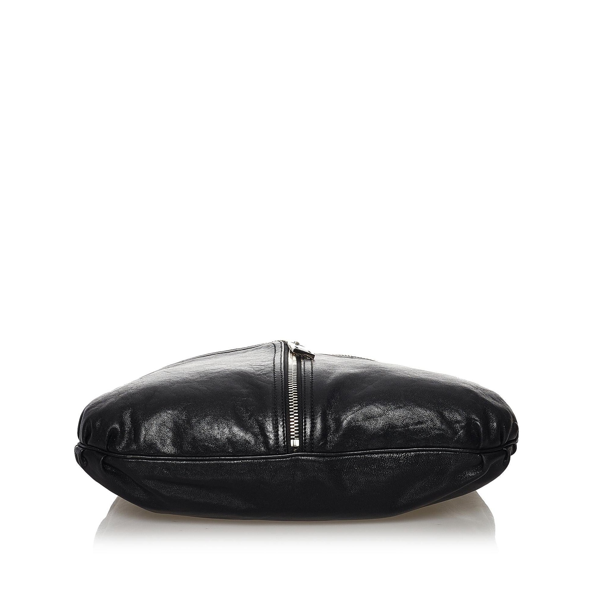 Fendi Unzipped Leather Hobo Bag