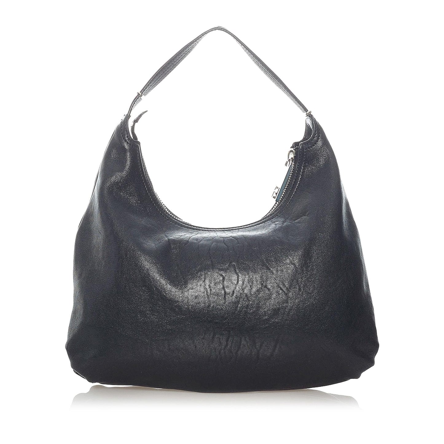 Fendi Unzipped Leather Hobo Bag