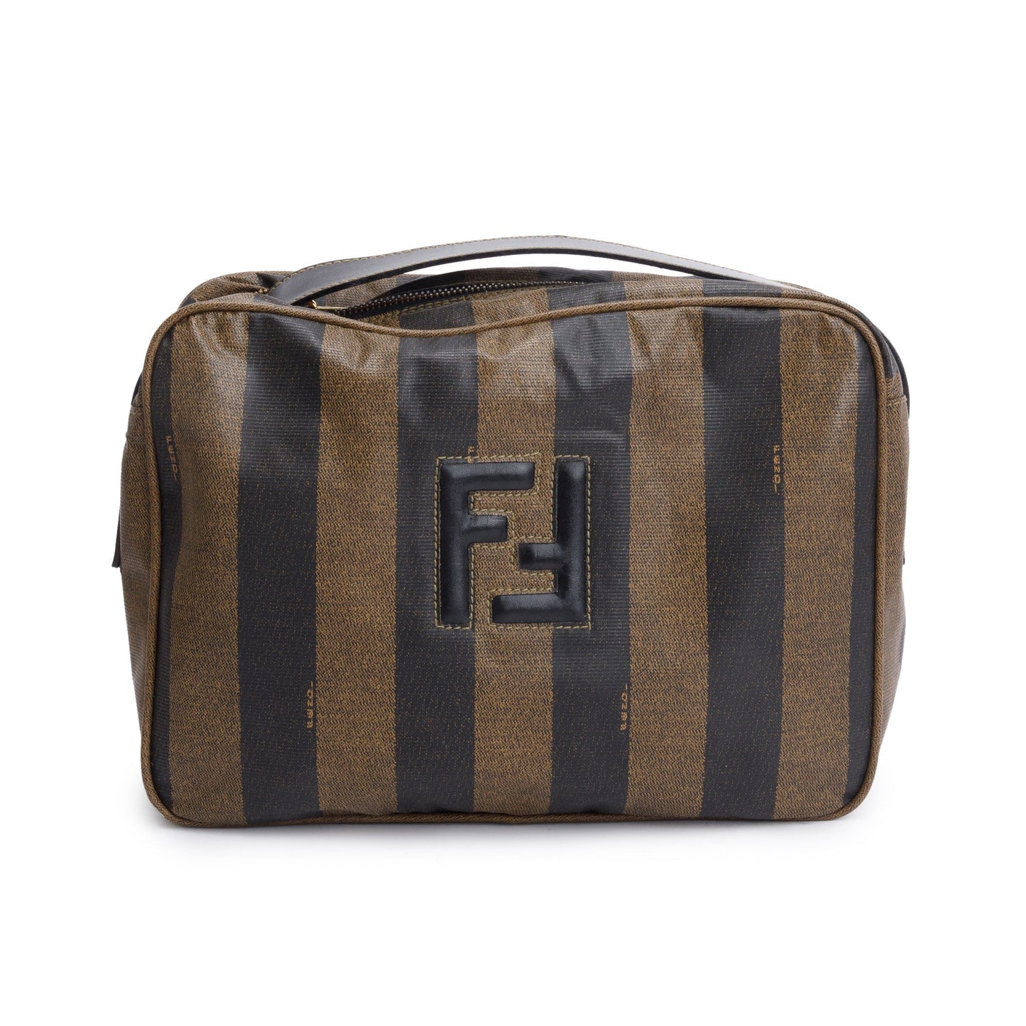 Fendi Brown Pequin Coated Canvas Crossbody Bag