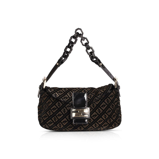 Fendi Velvet Zucca Resin Baguette Flap Bag