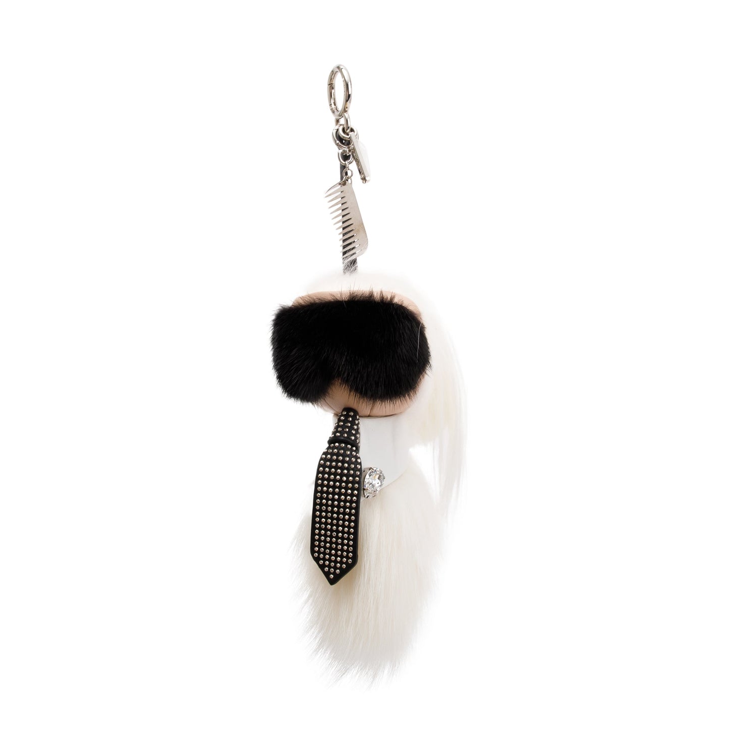 Fendi White Mink Fox Fur Mini Karlito Bag Charm