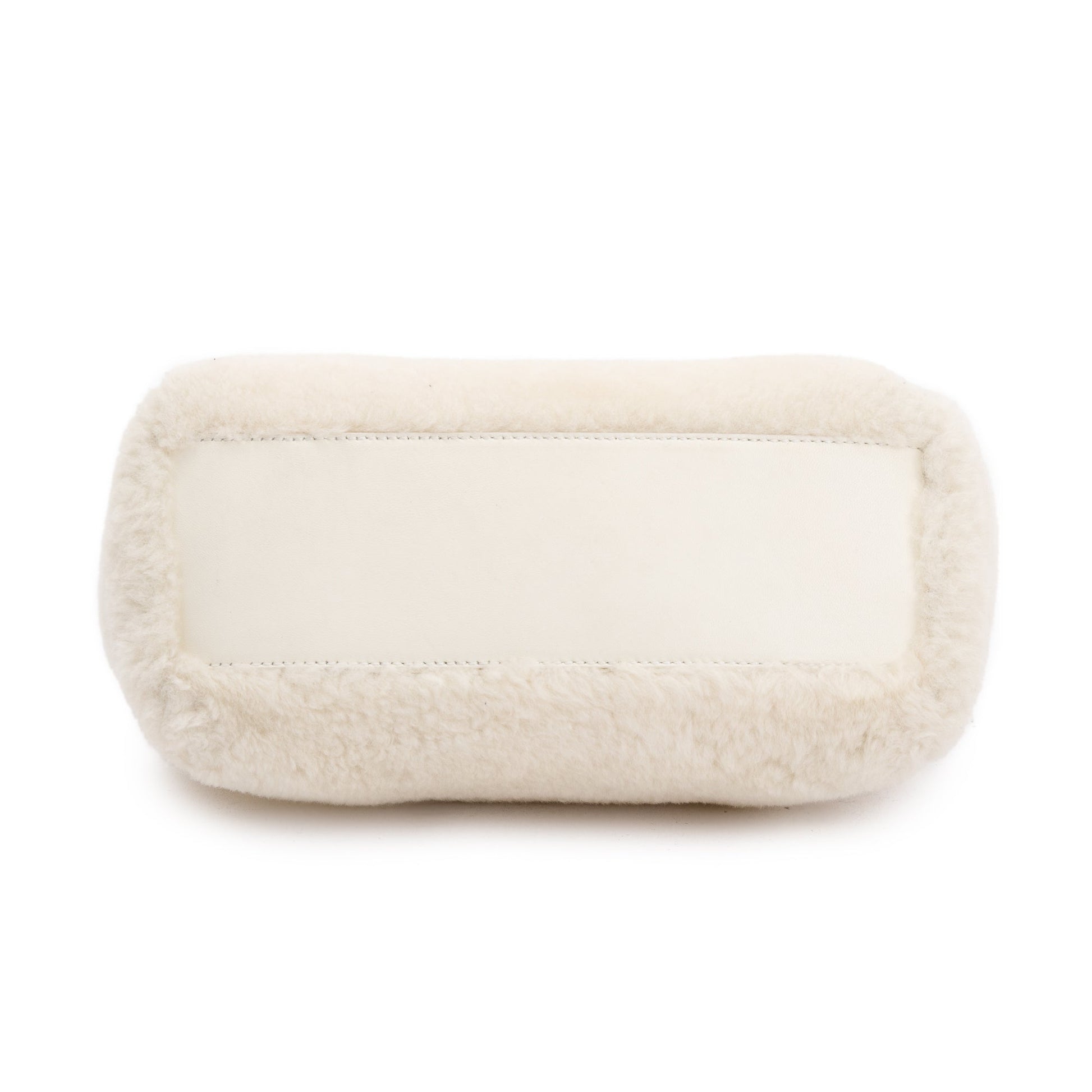 Fendi White Shearling Mini Peekaboo Handle Bag