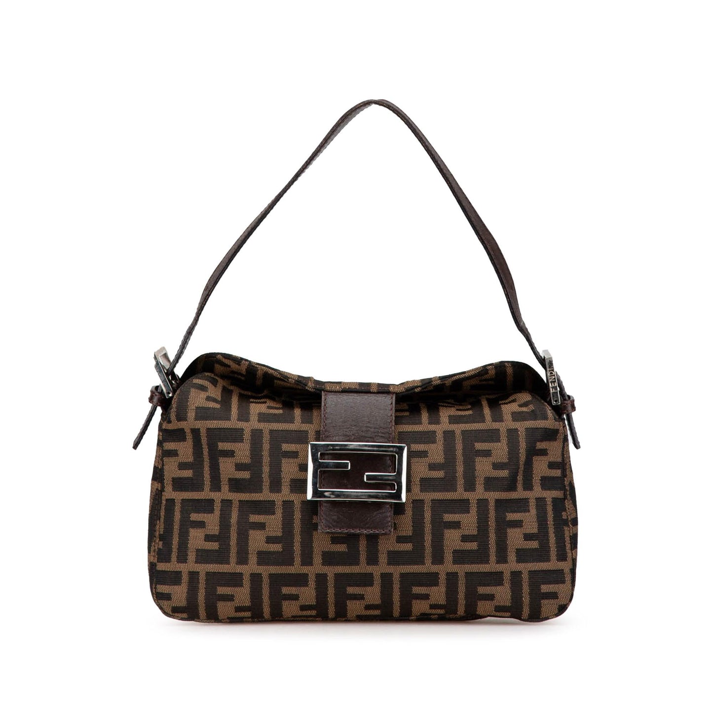 Fendi Zucca Canvas Double Flap Shoulder Bag (SHG-jvqpSt)