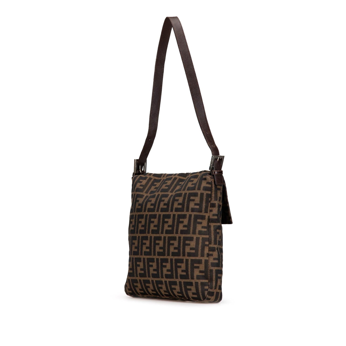 Fendi Zucca Embroidered Raffia Baguette Satchel