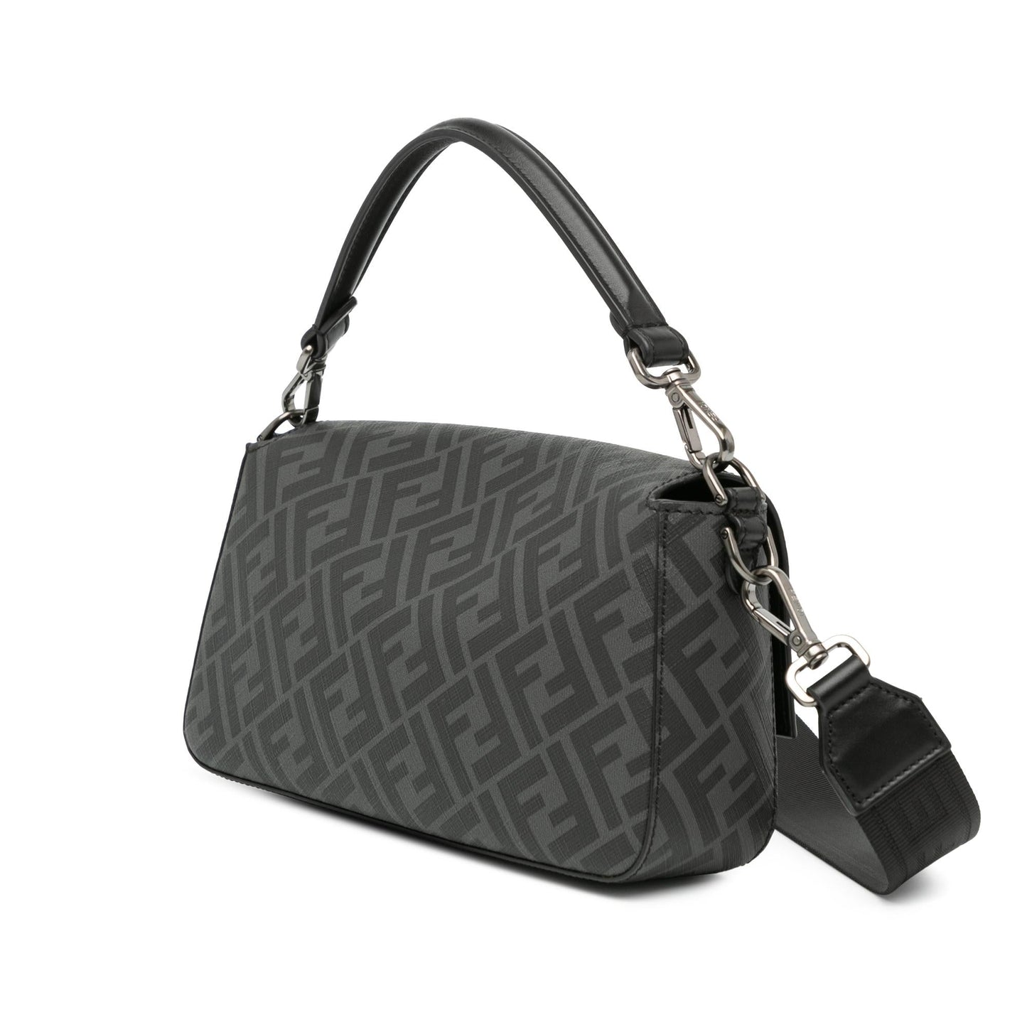 Fendi Zucca Coated Canvas And Calfskin Baguette Satchel