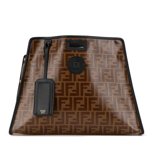 Fendi Zucca Coated Canvas Peekaboo Defender Handbag