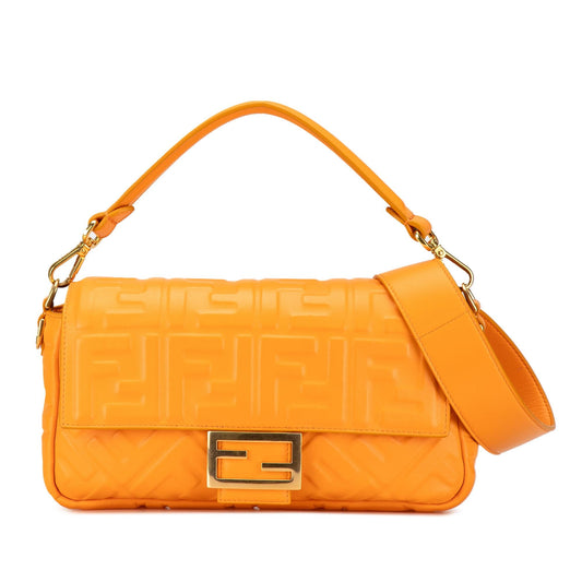 Fendi Zucca Embossed Leather Baguette Satchel (SHG-yIkxmI)