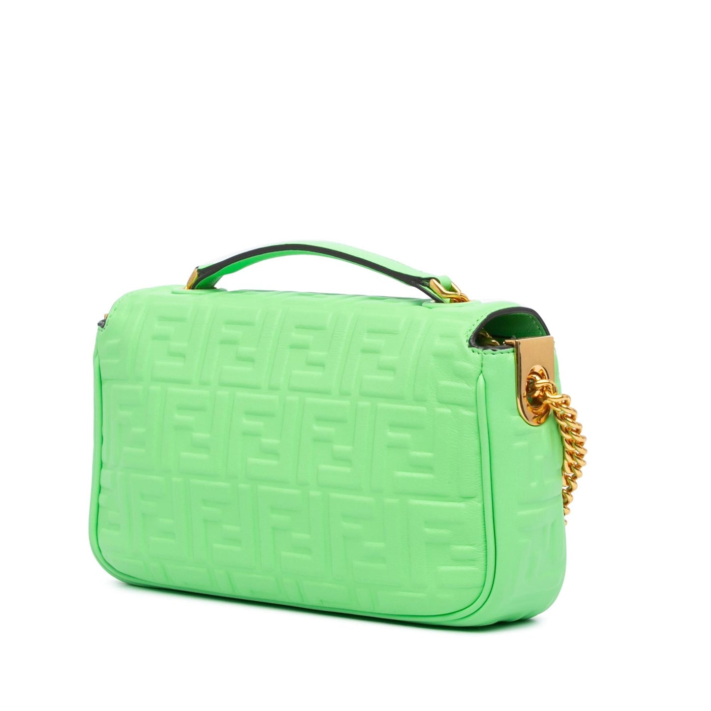 Fendi Zucca Embossed Stitched Leather Baguette Satchel