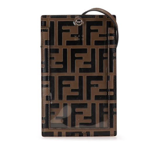 Fendi Zucca Embossed Leather Phone Holder Satchel