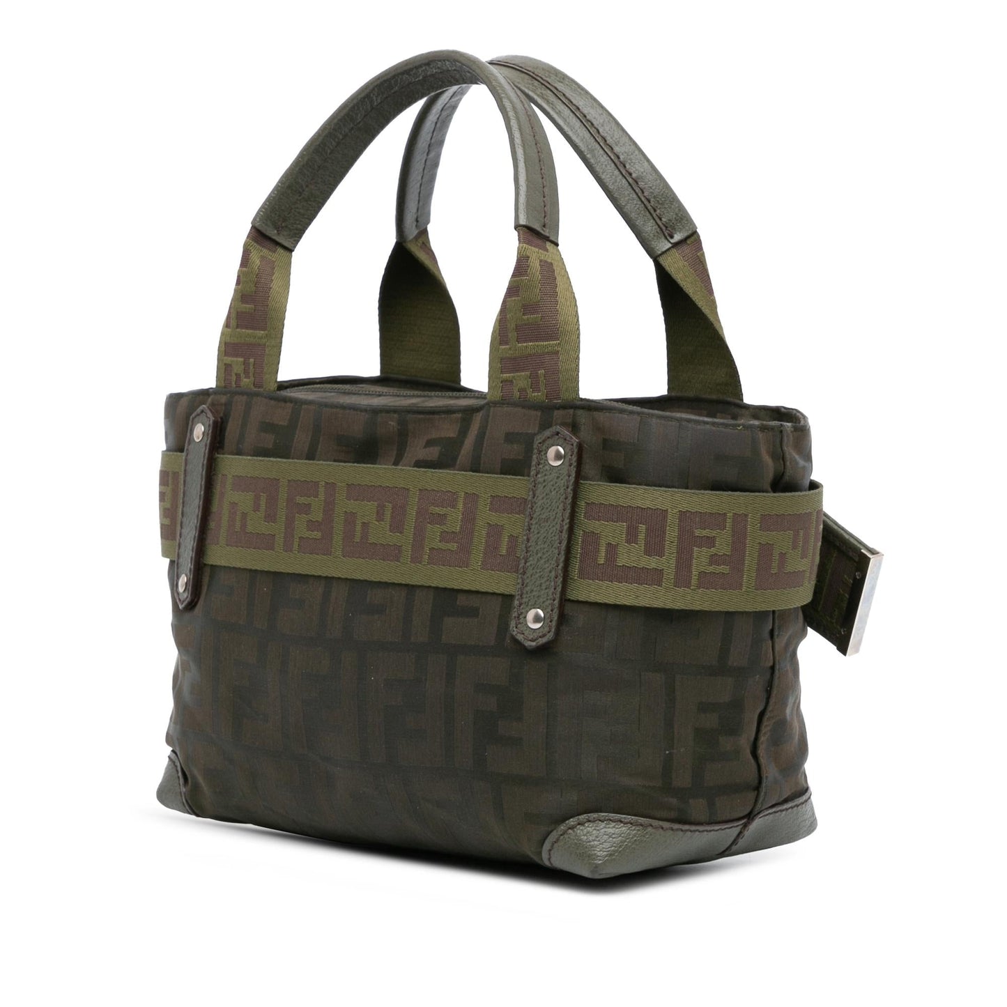 Fendi Zucca Embroidered Canvas Baguette Satchel