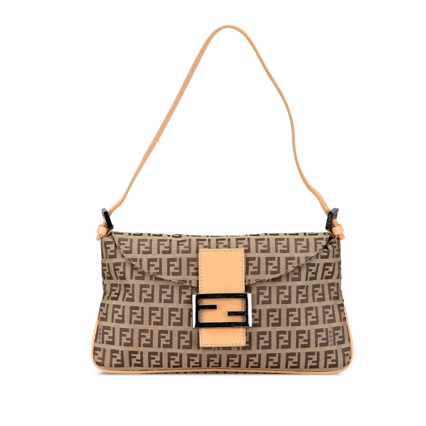 Fendi Zucchino Canvas Double Flap Shoulder Bag