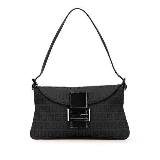 Fendi Zucchino Canvas Double Flap Shoulder Bag