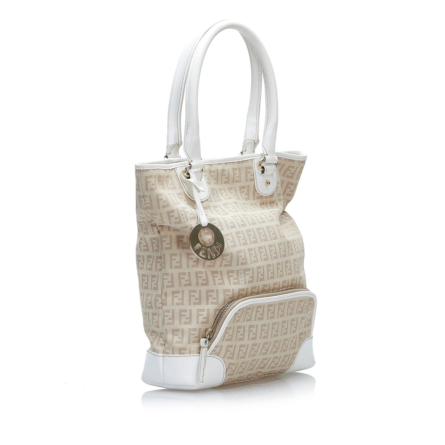 Fendi Zucchino Leather Trimmed Tote
