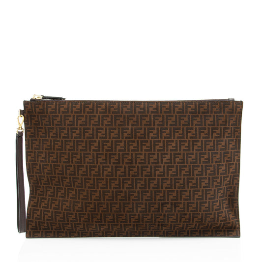 Fendi Zucchino Suede Large Flat Pouch