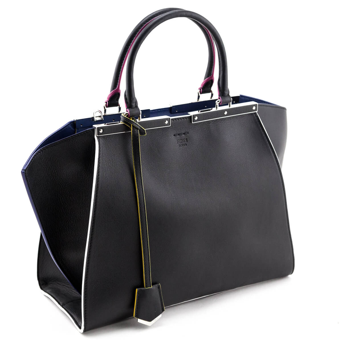 Fendi Black Smooth Calfskin Multicolor Contrast-Trim 3jours Bag