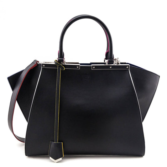 Fendi Black Smooth Calfskin Multicolor Contrast-Trim 3jours Bag