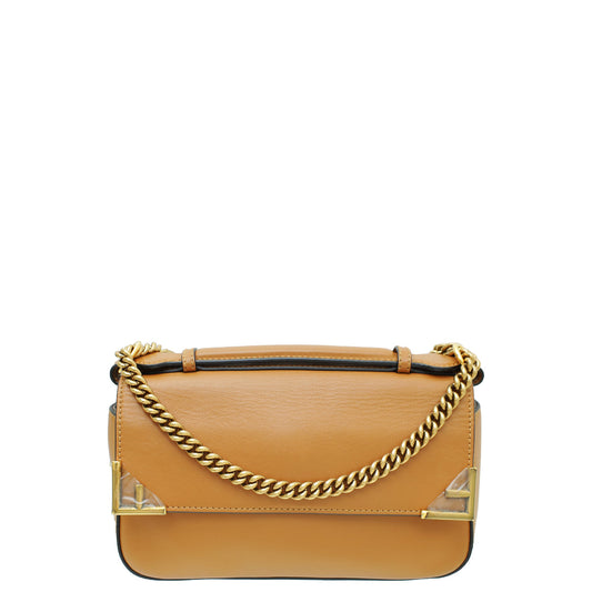 Fendi Caramello Mogano Panna FF Double F Top Handle Small Bag