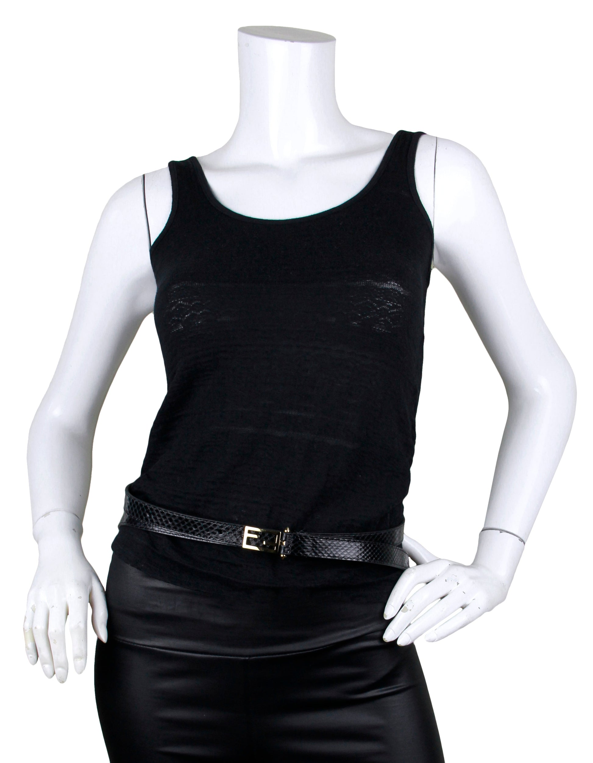 Fendi Black Snake Print Thin Baguette Double Wrap Belt sz 75/ 30"