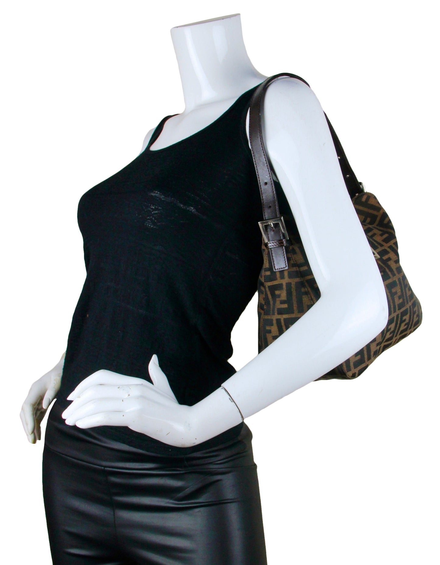 Fendi Tobacco Zucca Monogram Flap Baguette Bag
