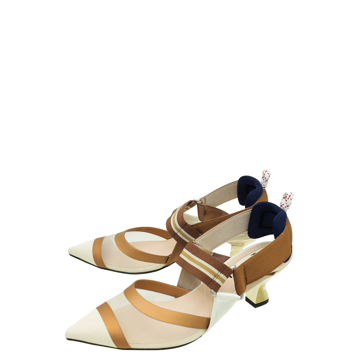 Fendi Bicolor Colibri Mesh Slingback Pump 36