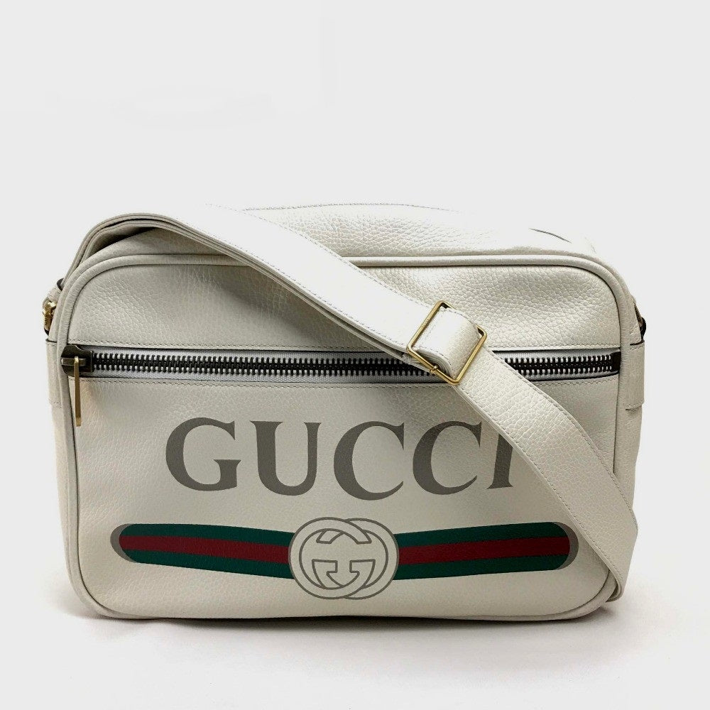 GUCCI Shoulder Bag 523589 leather white Logo print Women