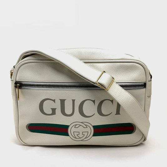 GUCCI Shoulder Bag 523589 leather white Logo print Women