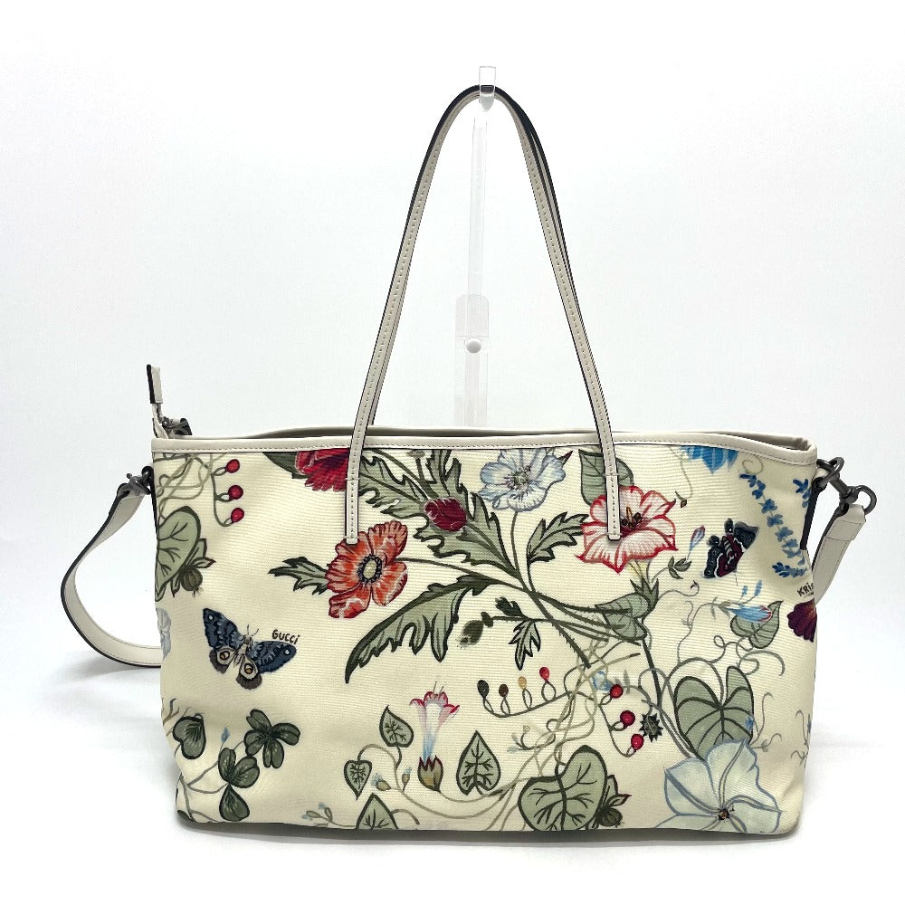 GUCCI Shoulder Bag 353437 Leather / PVC Ivoryx multicolor Bag Tote Bag Flora floral pattern Kris knight Women