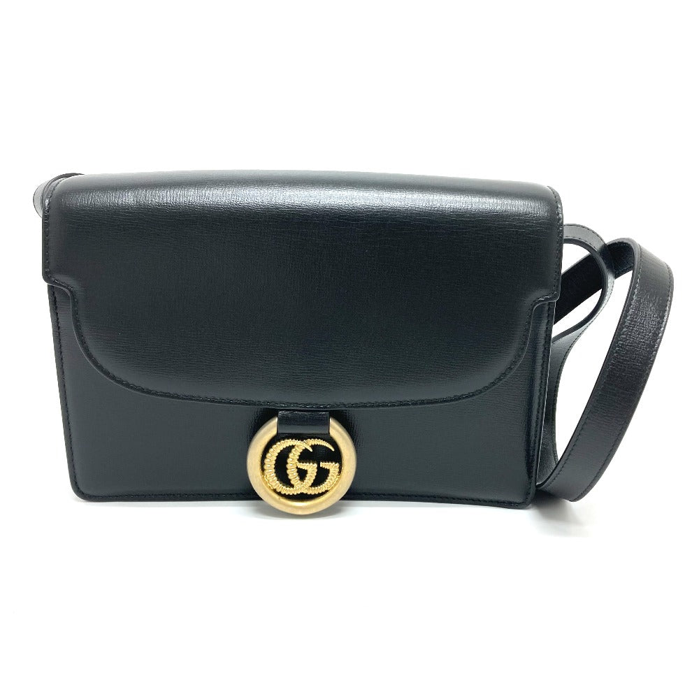 GUCCI Shoulder Bag 589474 Calf leather black GG Marmont flap Women