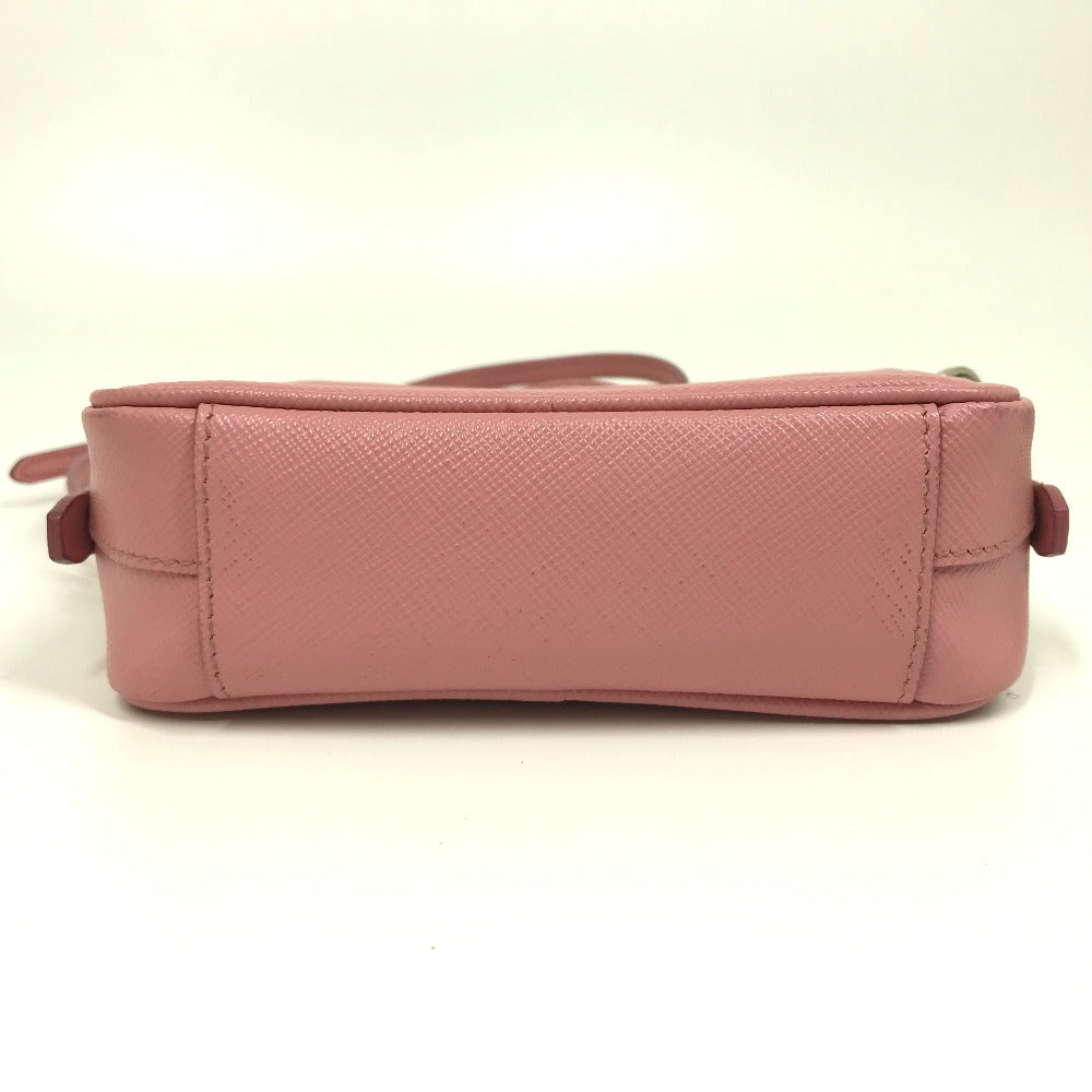 PRADA Shoulder Bag 1NF674 Safiano leather pink logo Shoulder pouch Women