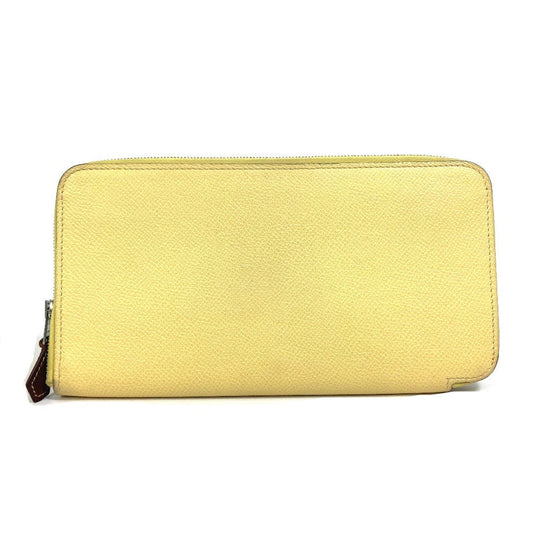 HERMES Long Wallet Purse leather yellow Azap long silk in Wallet
