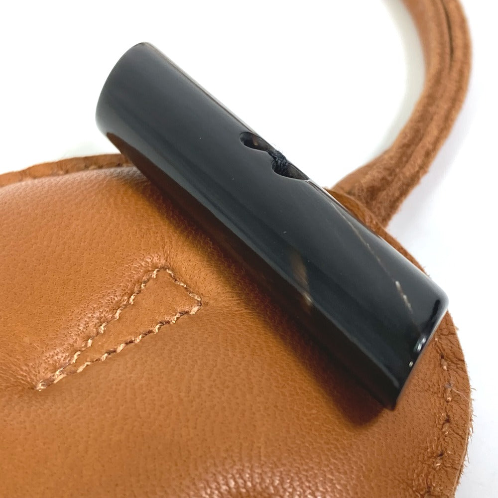 HERMES Bag charm Leather, Buffalo Horn Brown key ring petit h petit h owl