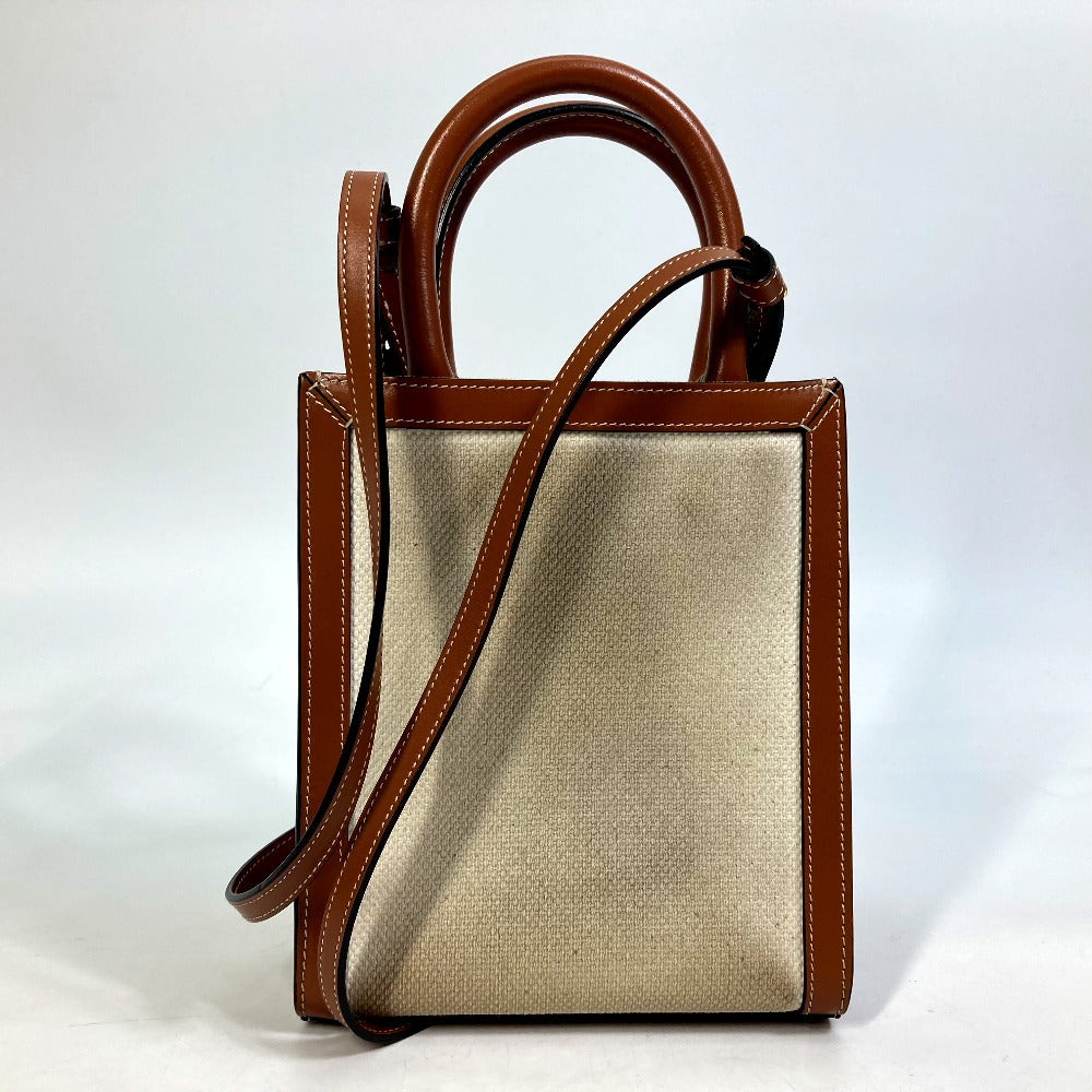 CELINE Shoulder Bag 193302DCI.02NT Canvas / leather beige Carriage Vertical hippo mini Women